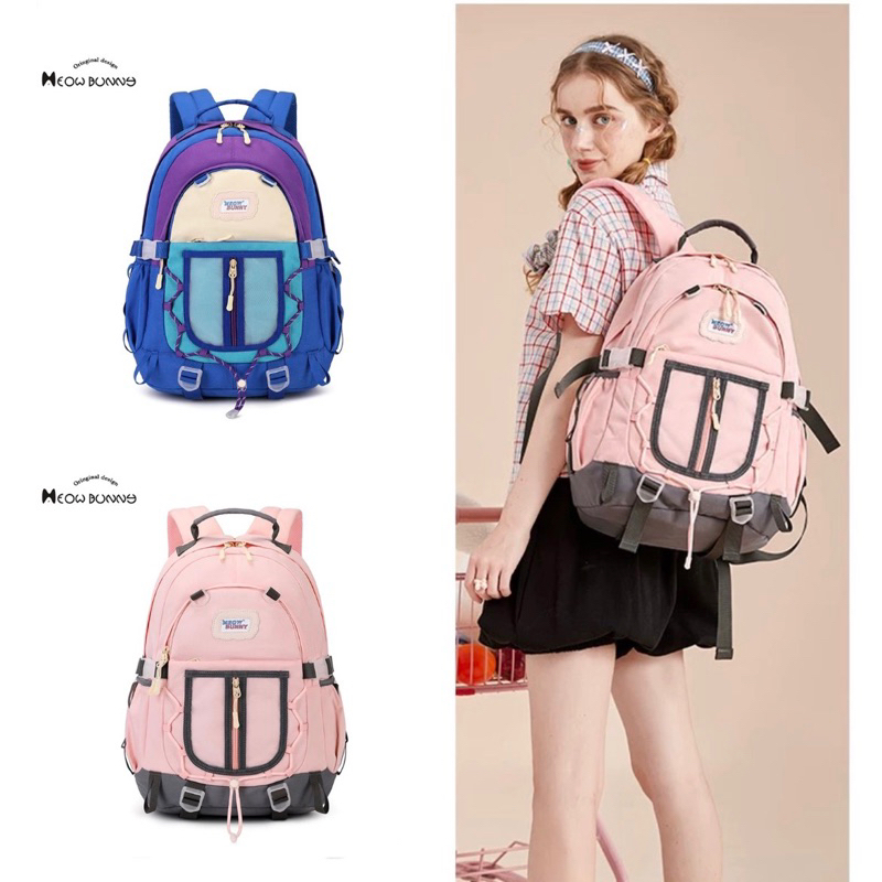 Original Meowbunny Tas Sekolah Perempuan Backpack Perempuan Kapasitas Besar Tas Kuliah