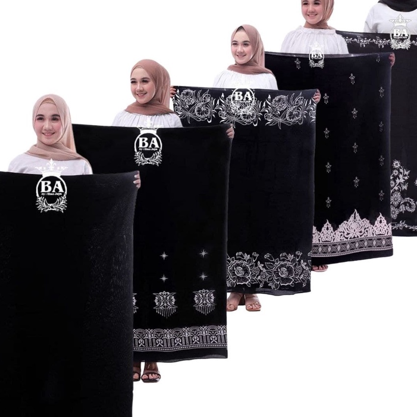 HJ6 SARUNG GOYOR BUNGA HITAM POLOS SARUNG BATIK WANITA SARUNG SANTRI GOYOR