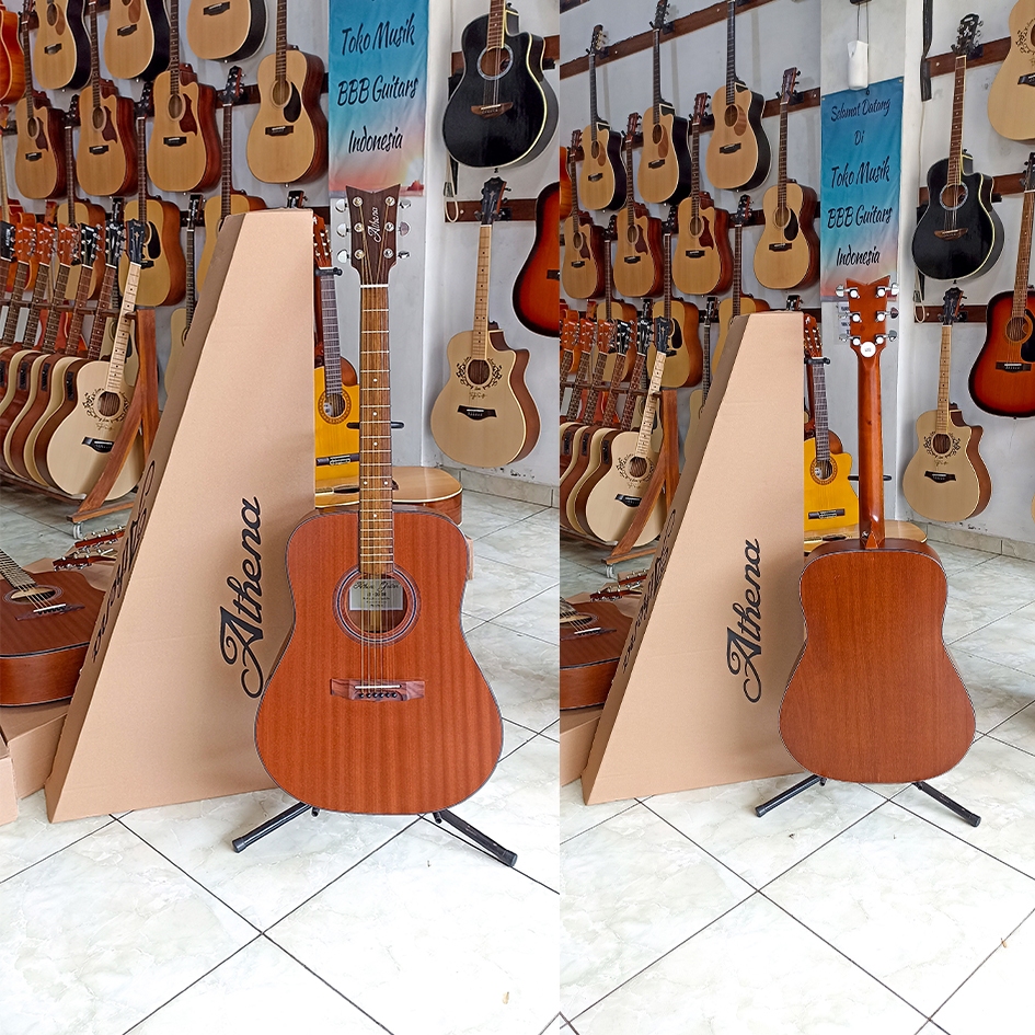 ORI LOKAL GITAR ORIGINAL Gitar Premium Athena DR - 001 Sapele Body Jumbo Gitar Original Lokal