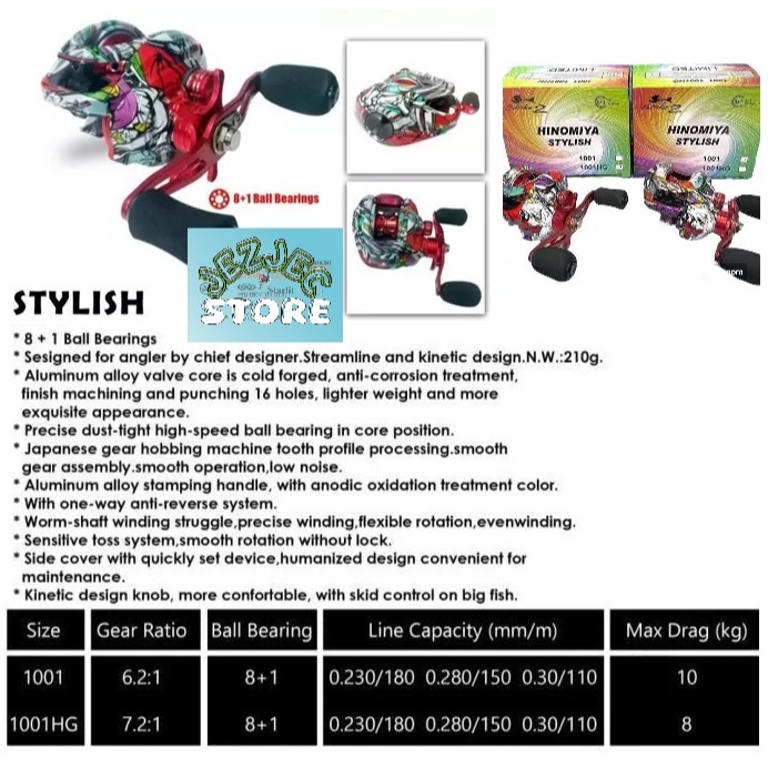 Reel BC HINOMIYA STYLISH 1001 / 1001HG | HINOMIYA BAITCASTING REEL