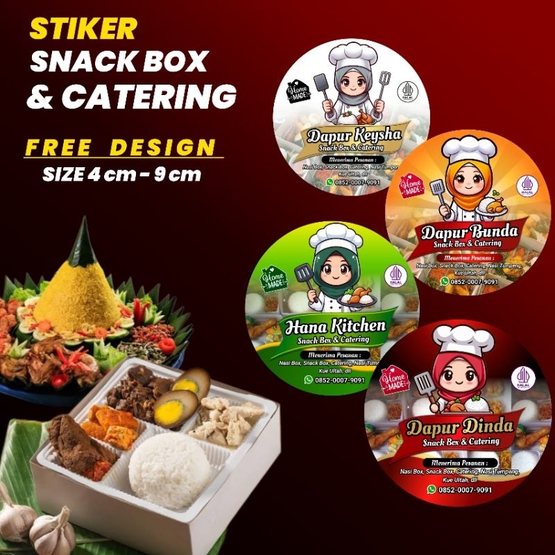 ( minimal order 100 pcs ) Stiker Snack Box Stiker Catering Stiker Label Kemasan Stiker Jajan Stiker 