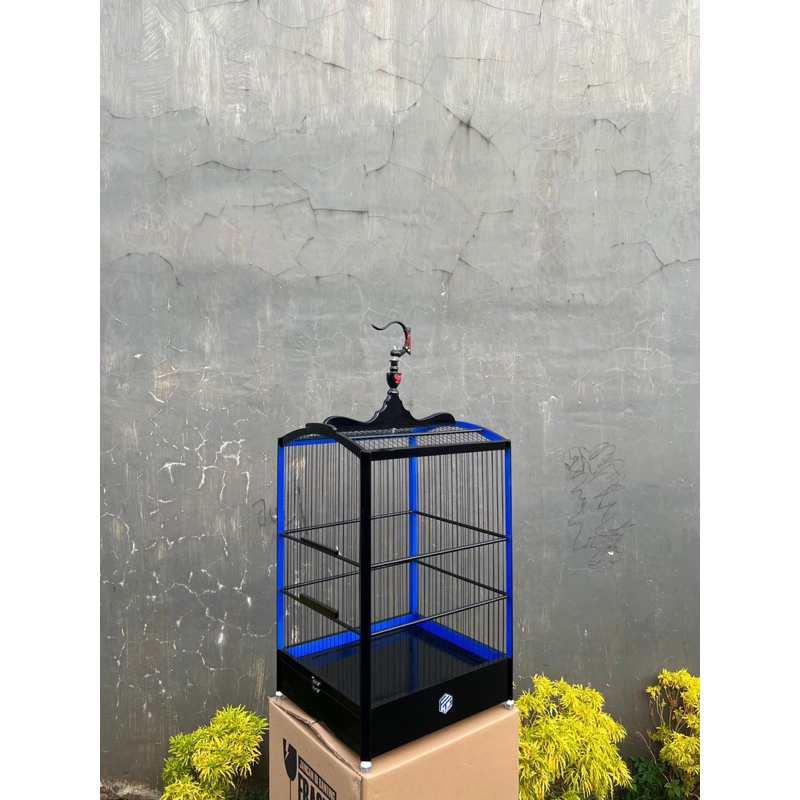 SANGKAR BURUNG KOTAK NO 2 DENGAN RUJI FIBER 1,3mm
