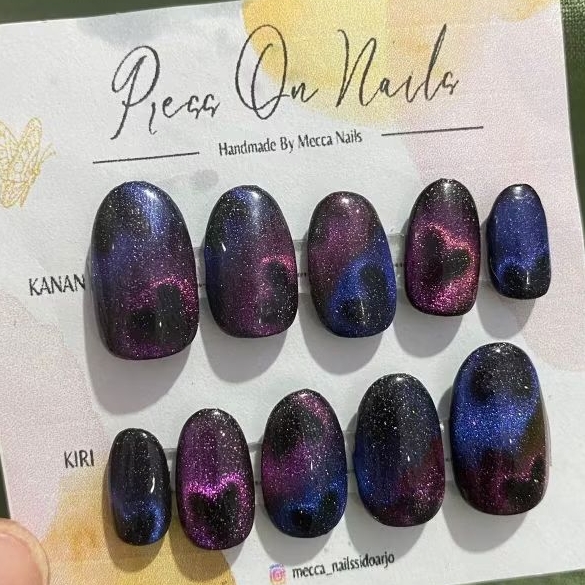 Kuku Palsu Motif Cat Eye Love || Free Lem Cair Dan Lem Stiker