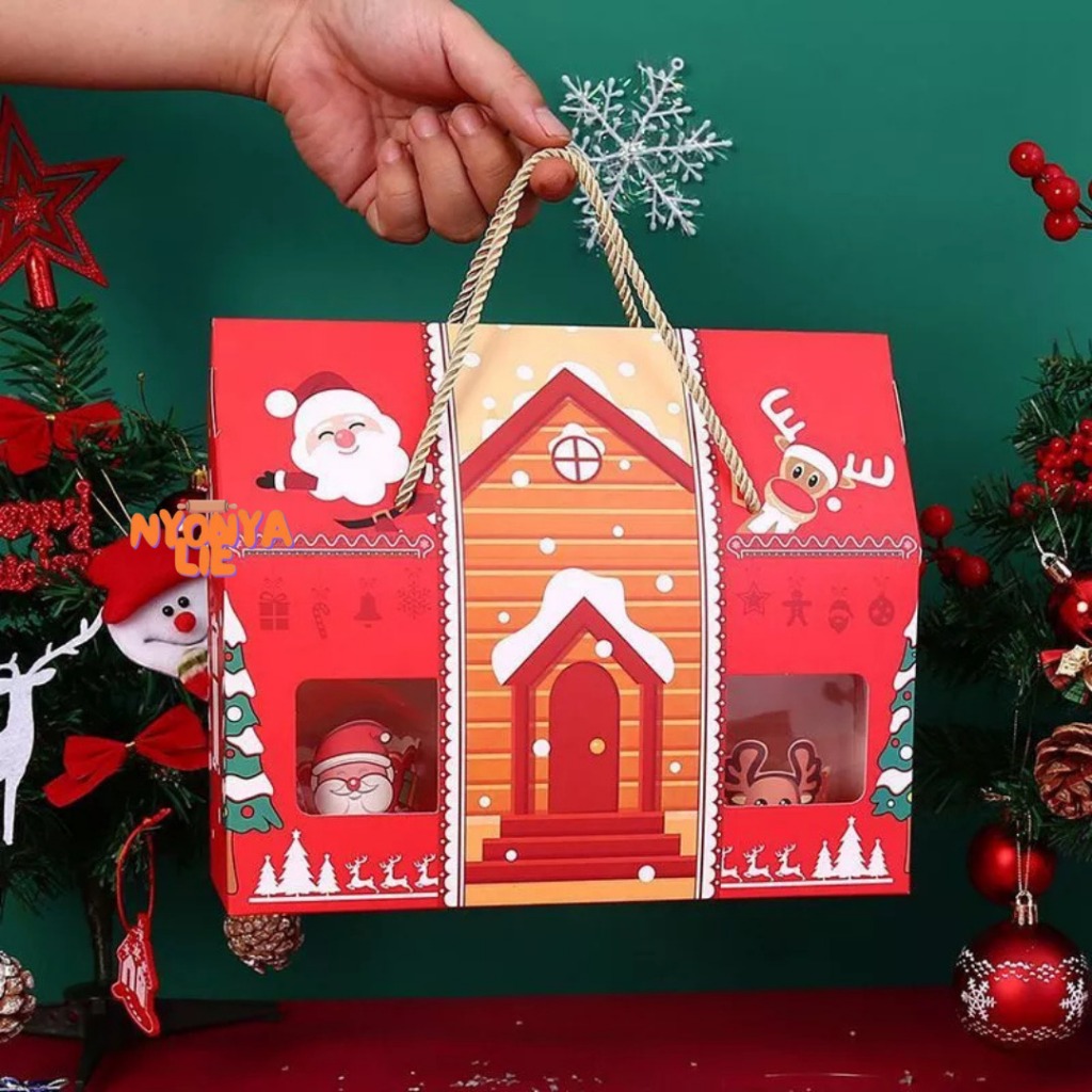 

BSN01 Box Souvenir Natal Christmas XMas Gift Hampers Cookies Toples Jar Rumah Santa Nyonya Lie