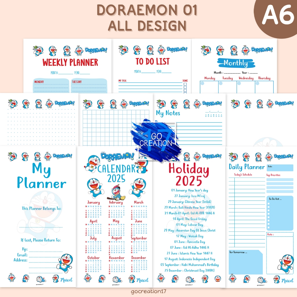 

Loose Leaf Isi Kertas File Binder Gocreation17 Motif Doraemon 01 Premium A6