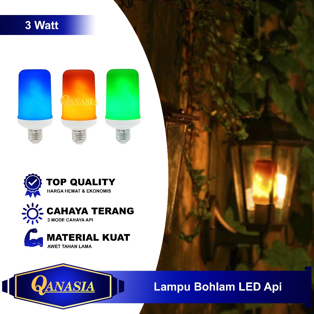 Lampu Bohlam LED Api Obor Taman 3 in 1 Efek Api