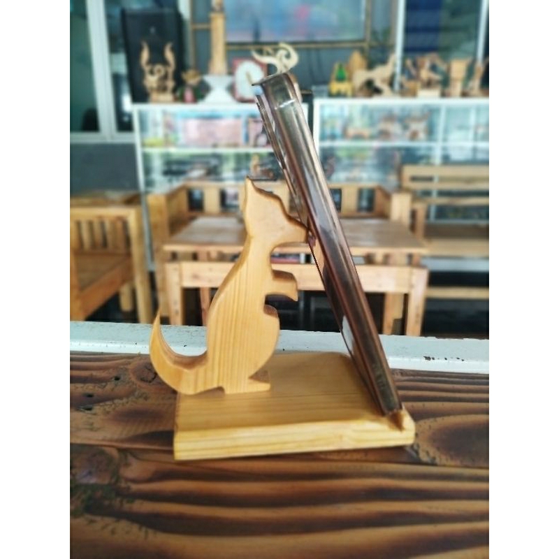 holder stand dudukan tatakan tempat hp dari kayu