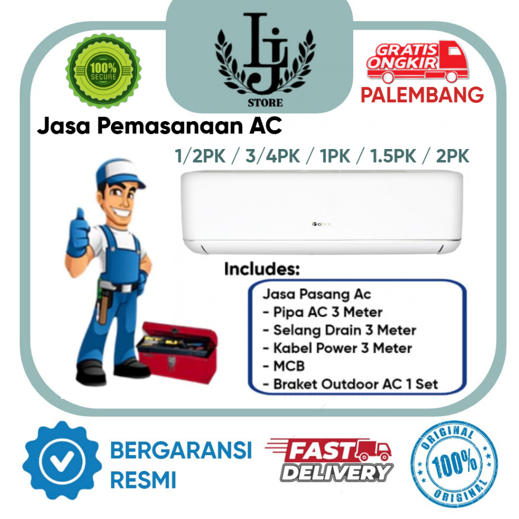 Instalasi Pemasangan AC 1/2 PK / AC 3/4 PK / AC 1 PK / AC 1.5 PK / 2 PK Pasang
