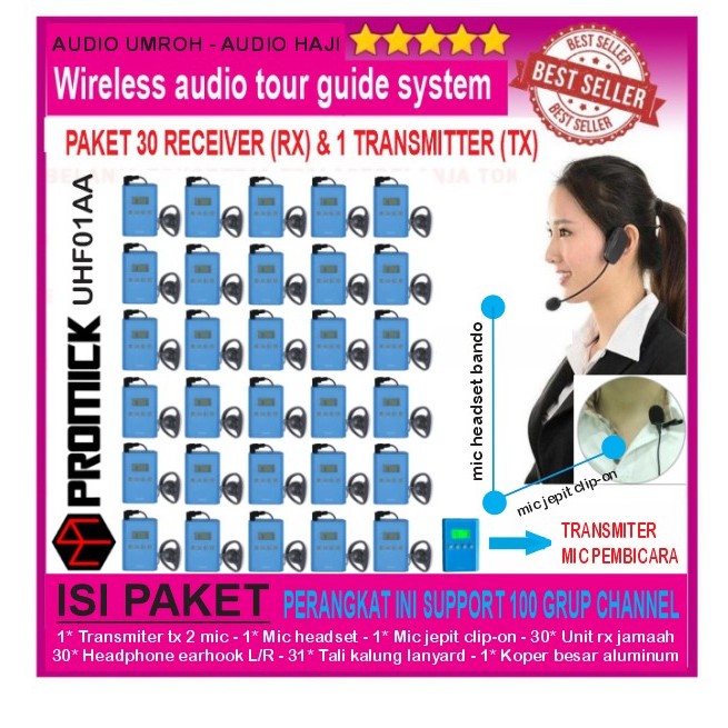 Wireless Audio Tour guide Audio Haji Audio Umroh 30 Channel - Wireless Audio Tour Guide and Interpre