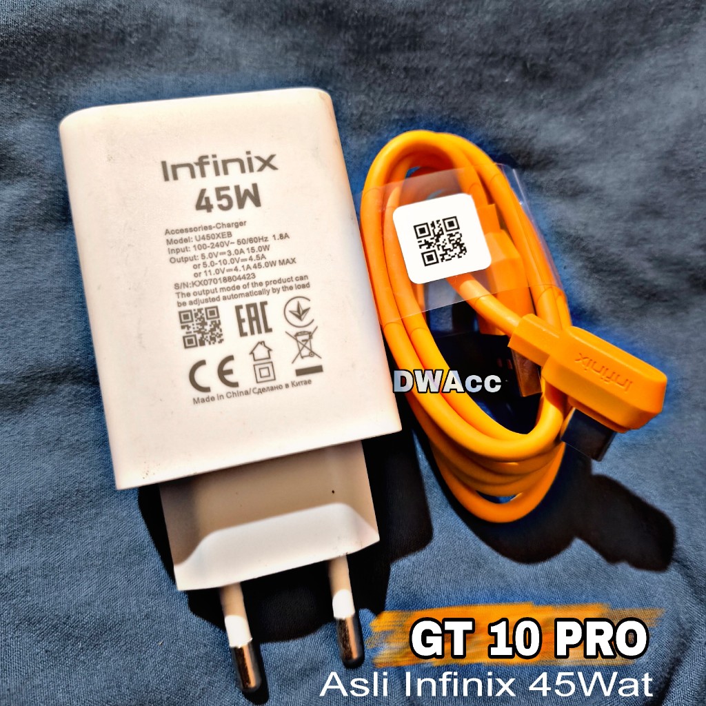 Charger Infinix Gaming 45W GT 10Pro, GT 20Pro. Supercharger Asli Original