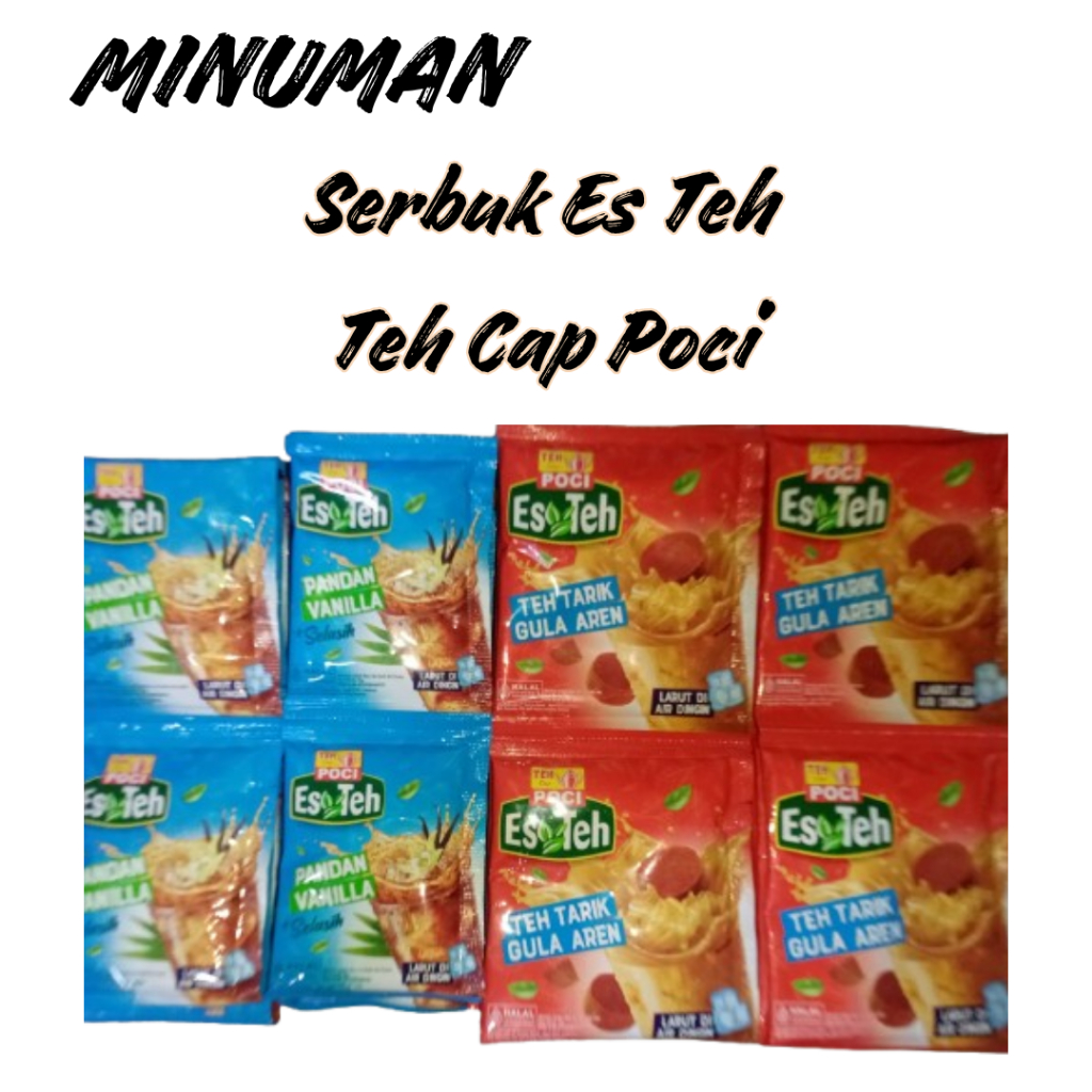 

Minuman Serbuk EsTeh Teh Cap Poci 1 Renceng Isi 10, Rasa Teh Tarik Gula Aren & Pandan Vanila+Selasih