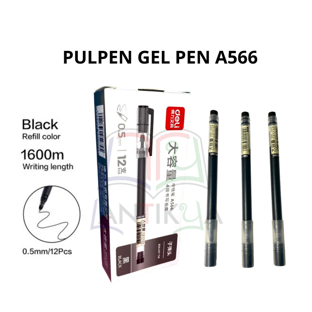 

Pulpen DELI A566 Gel Pen 0.5mm/ 1 Pcs