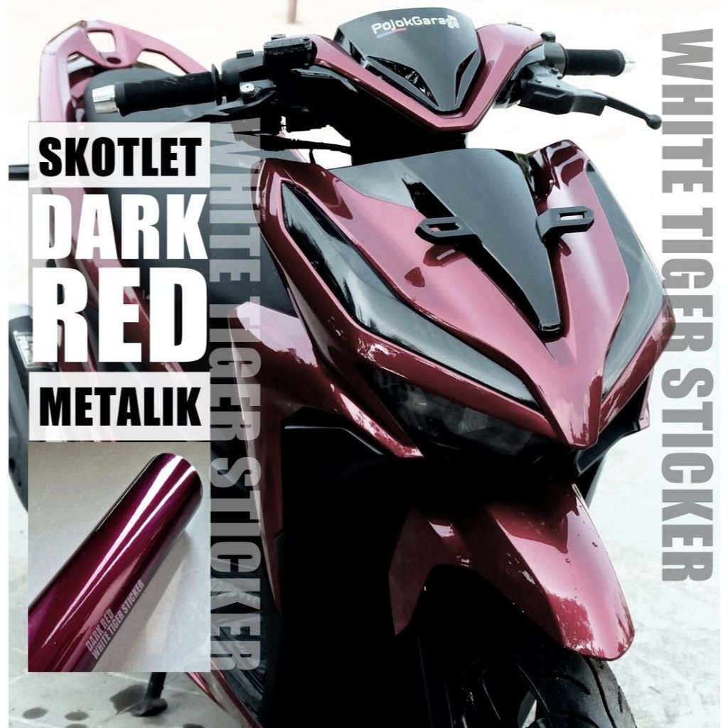 SKOTLET STIKER MOTOR MERAH TUA CANDY SKOTLET MERAH GELAP METALIK SKOTLET MERAH TUA METALIK CANDY SCO
