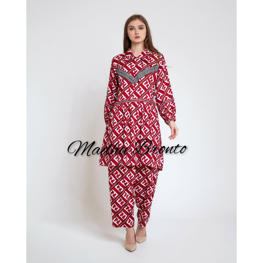 One Set Batik Fendi Setelan Atasan Tunik Celana Rayon Super