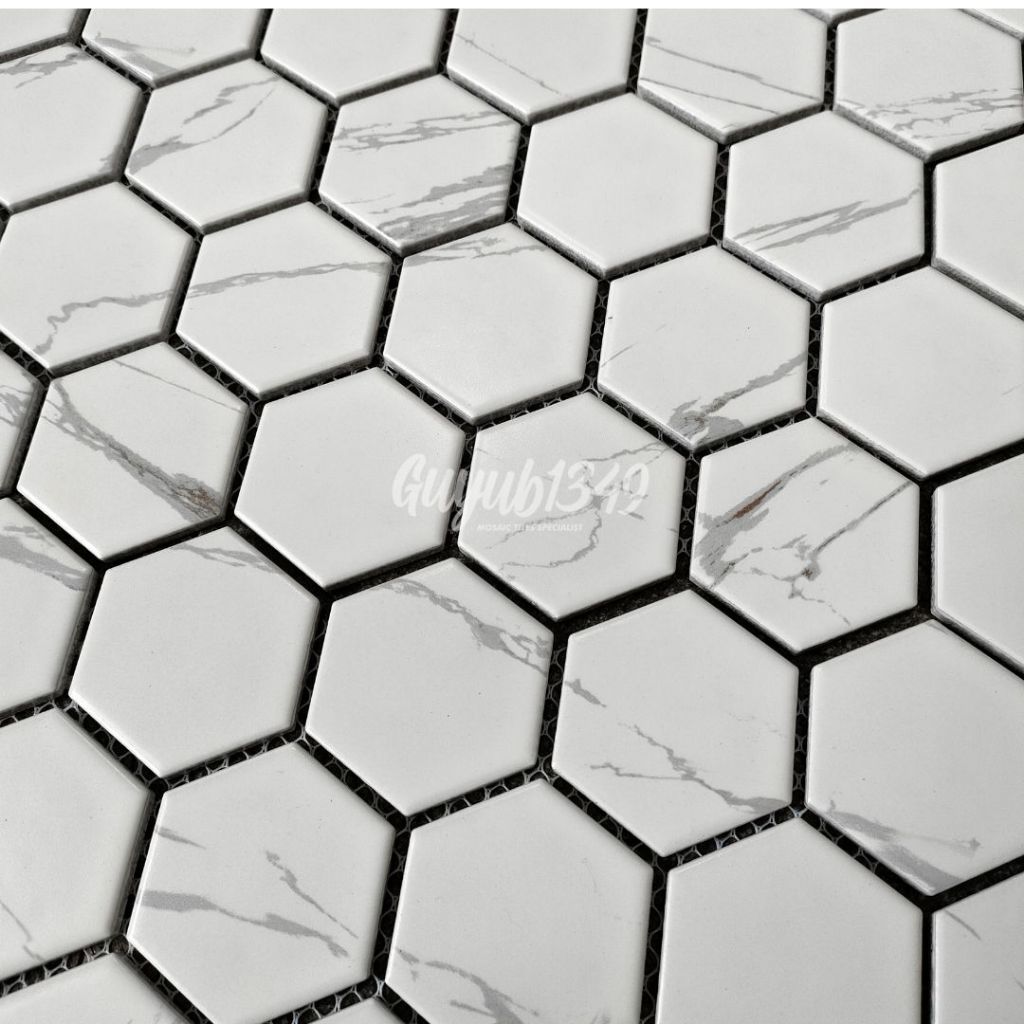 Keramik Mosaic Mozaik Mosaik Mozaic Dinding Interior White Hexagonal Cove Tile Type White Carrara Ma
