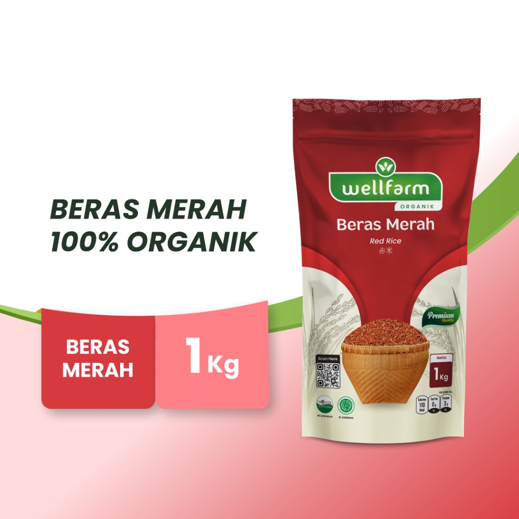 

KANBAI Beras Merah Organik 1Kg Beras Diet Wangi Pulen Rice Premium Export Quality