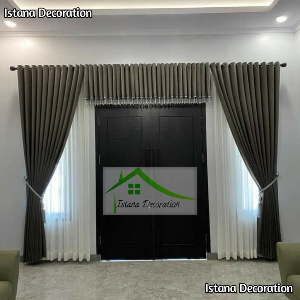 Gorden Blackout 1 set gorden poni jendela atas pintu ( 2 lembar gorden + 1 poni )