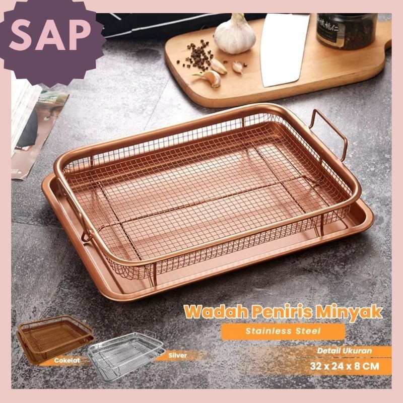 SARINGAN MINYAK Cooper Crisper PENIRIS MINYAK/ Cooper Crisper Tray Oven Cooling Rack Baking Tray