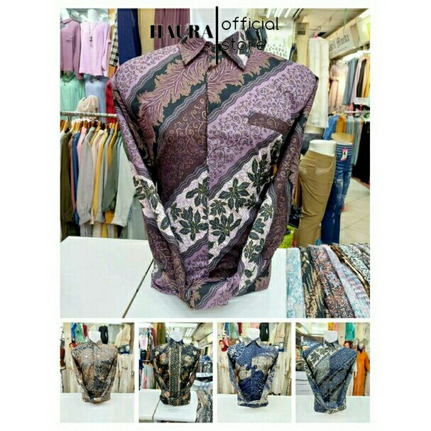 HAURA Kemeja Batik Pria Tangan Panjang Kekinian Terbaru Buat Pesta Kondangan Kantoran
