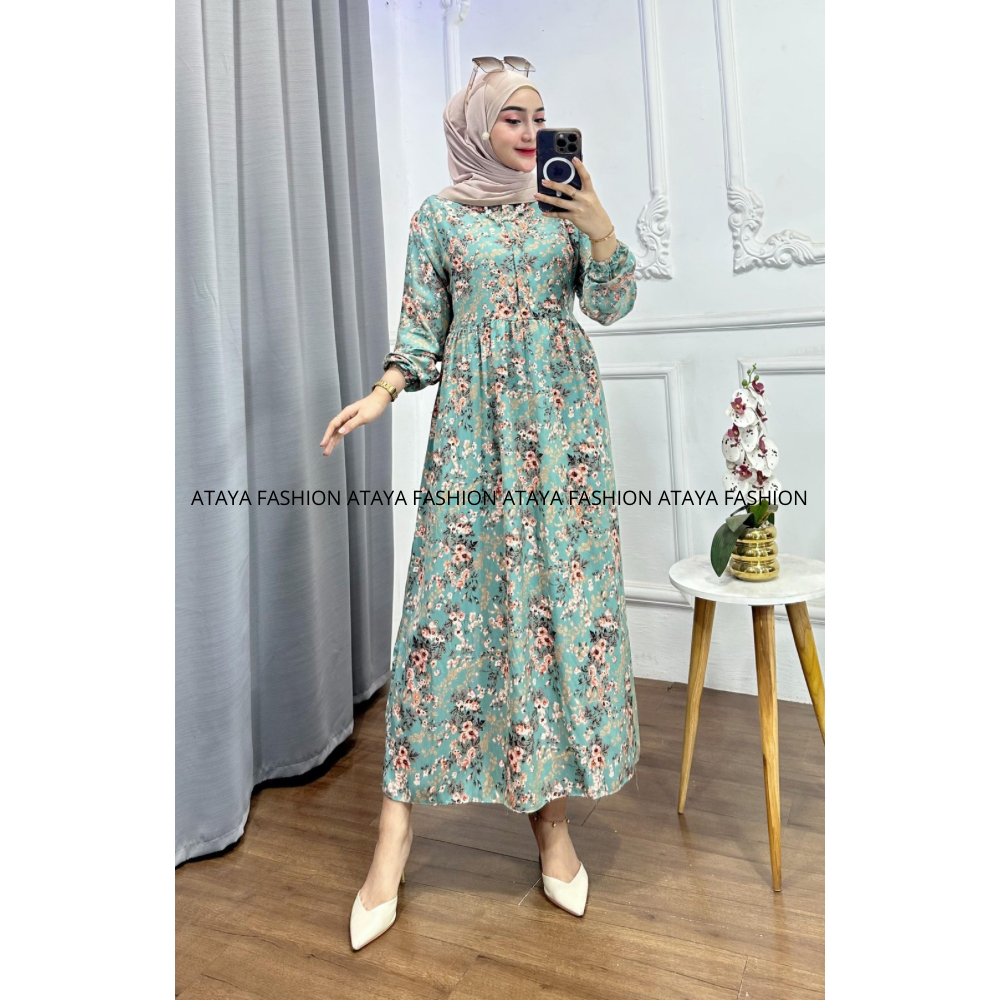 Midi Dress Rayon Viscos / Dress Rayon Motif / Gamis Rayon Premium/ Gamis Premium Quality / Gamis Put