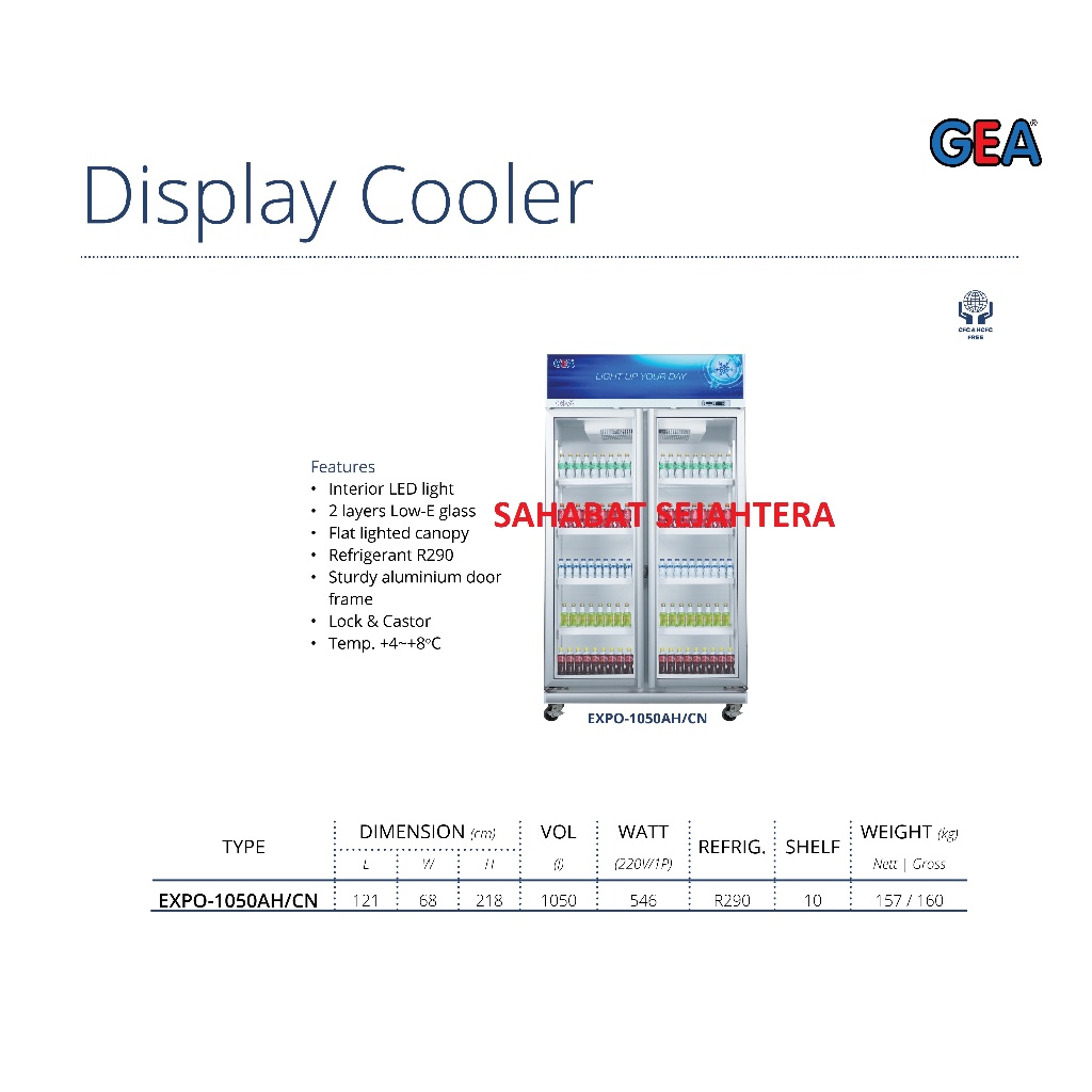 GEA Display Cooler EXPO-1050AH/CN Kulkas Showcase 2 Pintu