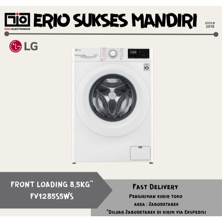 LG FV1285S5WS MESIN CUCI WASHER 8.5 KG FV-1285S5WS FV1285 1285S5WS