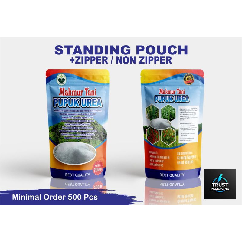 

Cetak Kemasan standing pouch custom non ziplock minimal order 500 pcs