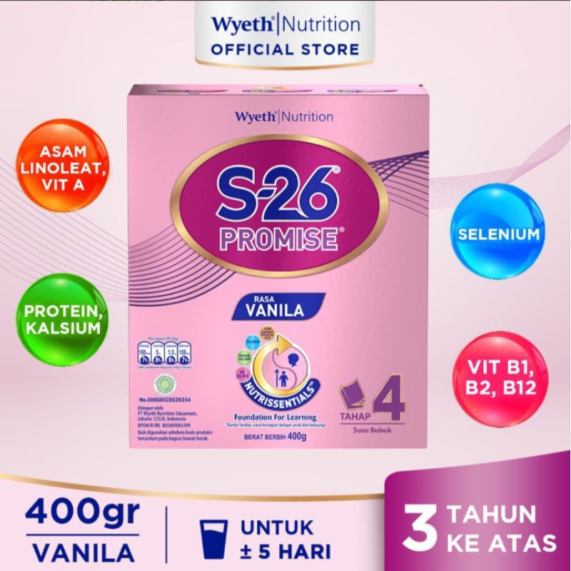 

S-26 Promise Tahap 4 Susu Pertumbuhan Anak 3-12 Tahun Vanila 400 g