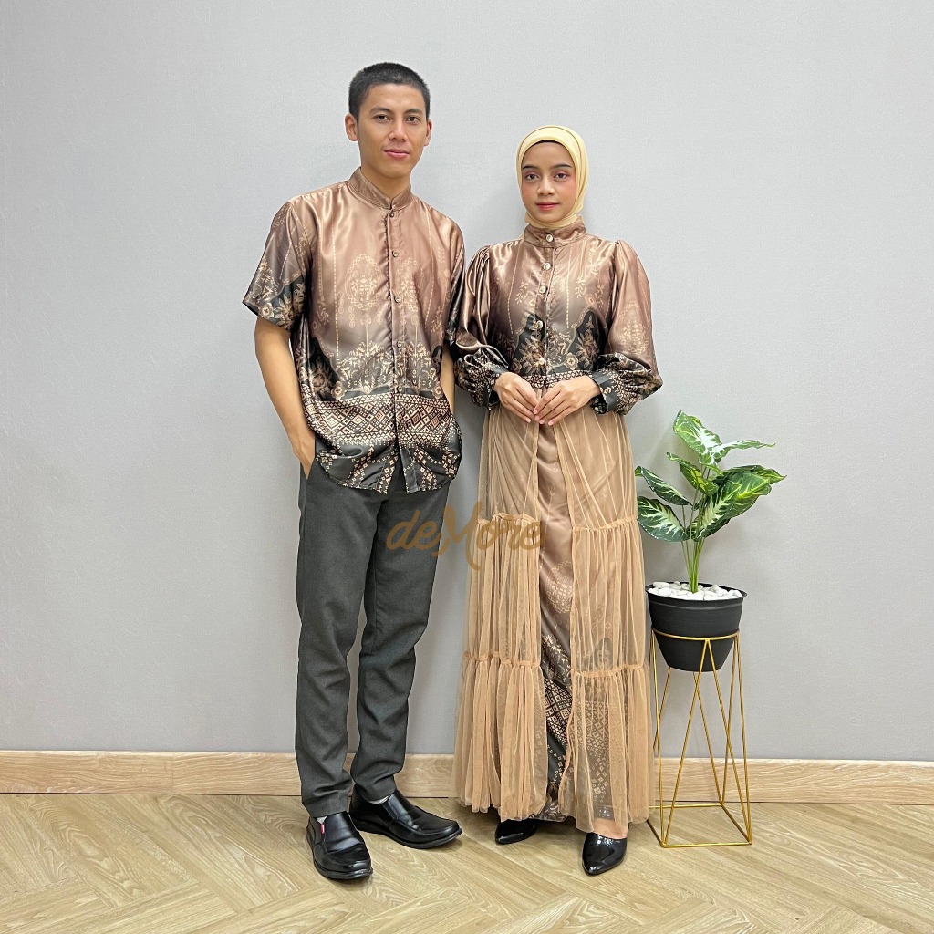 Demore - 3in1Essensial Couple Pasangan - Dress Tutu Biya Setelan Outfit Kondangan Remaja Muslim