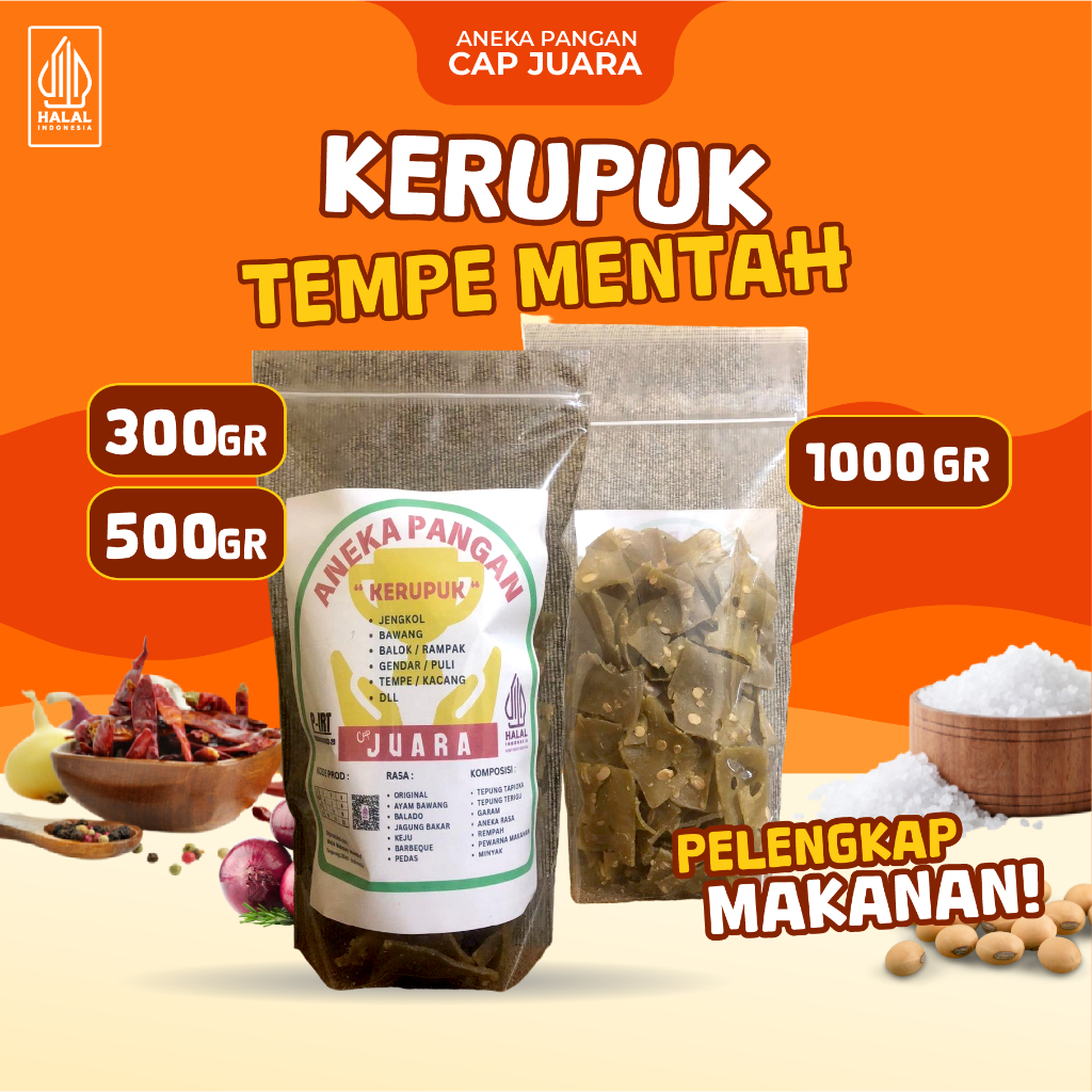 

Kerupuk Tempe Mentah Kacang Kedelai Snack Gurih Renyah Cemilan Tradisional Tanpa Pengawet