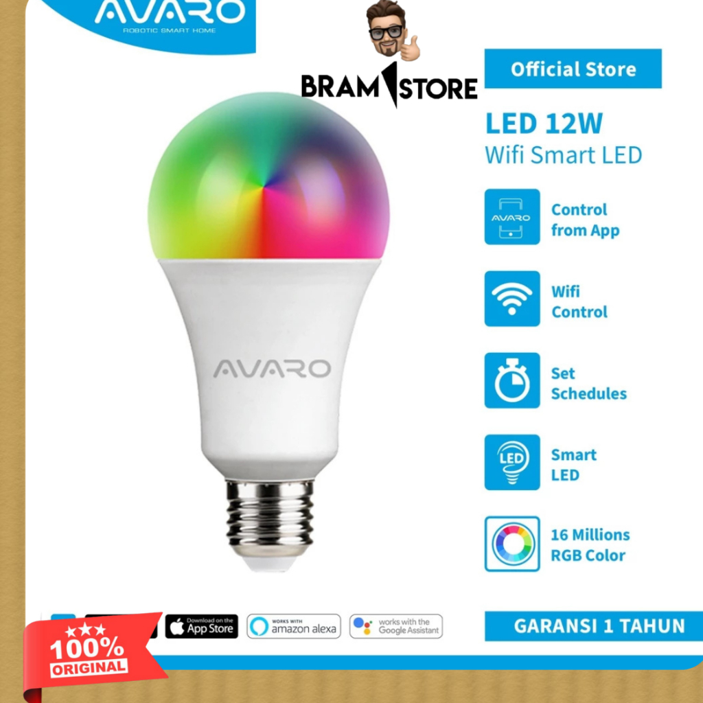 AVARO Lampu Smart LED 12W WiFi RGB+WW