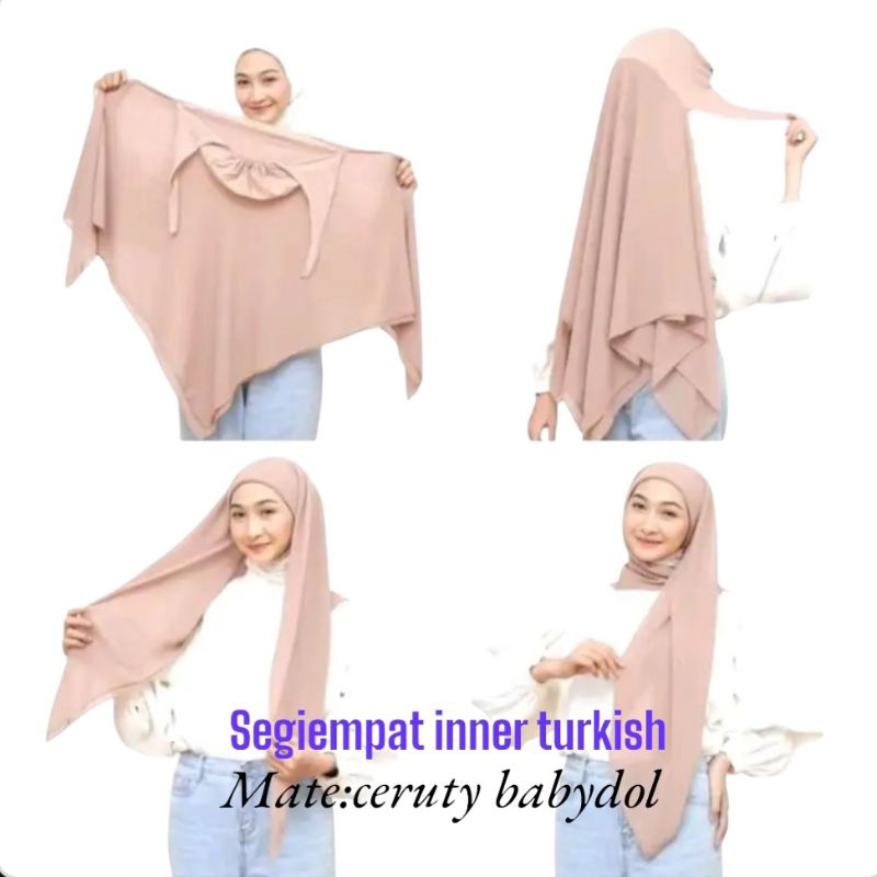 Hijab segiempat INNER TURKISH  2 layer/Segiempat inner tali/kerudung segitiga inner