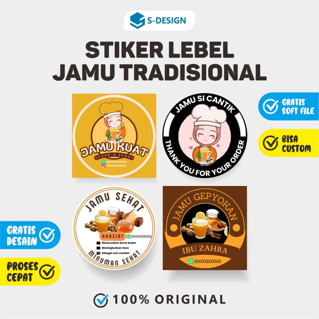 STIKER JAMU TRADISIONAL / STIKER JAMU GENDONG / STIKER JAMU / STICKER JAMU / REMBO PRINTING