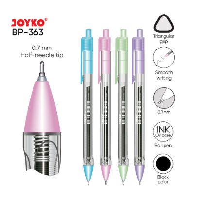

Ball Pen Pulpen Pena Joyko BP-363 Vokus Trans PTL 0.7 mm 1 Kotak 12 pc