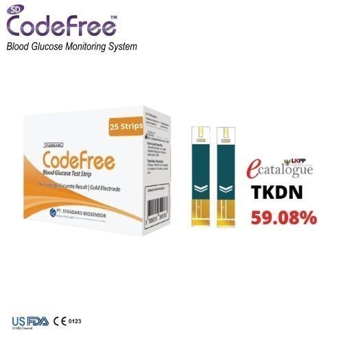 SD BIOSENSOR CODEFREE BLOOD GLUCODE TEST STRIP GULA DARAH CODEFREE ISI 25 STRIP