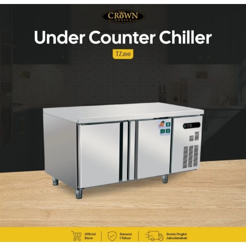 CROWN Horeca TZ 200 Under Counter Chiller Meja Pendingin 2 Pintu 330 Liter 278 Watt TZ200