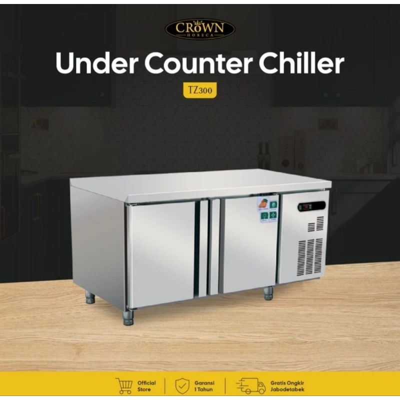 CROWN Horeca TZ 300 Under Counter Chiller Meja Pendingin 2 Pintu 350 Liter 300 Watt TZ300