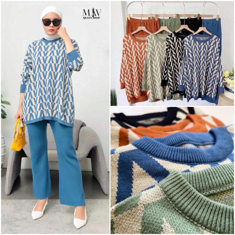 One Set V Rajut Premium import/Rajut Super Adem/Rajut Premium/outfit kekinian/one set kekinian