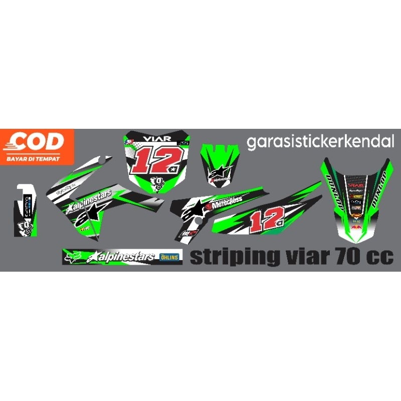 Striping Sticker Decal Trail Mini Viar Cross X 70cc Old