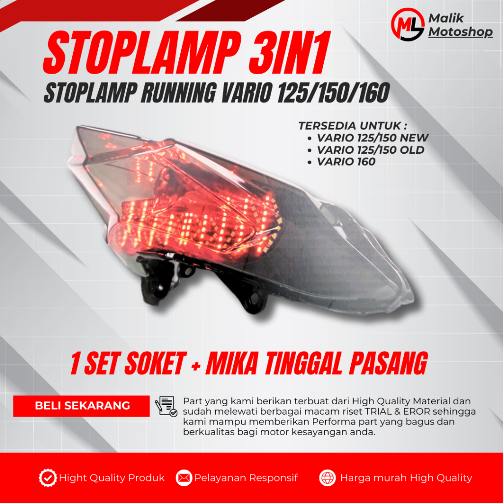 SET LAMPU BELAKANG 8 MODE MANUAL VARIO 125/150 LED OLD STOPLAMP VARIO 125 LED NEW LAMPU 3IN1 VARIO