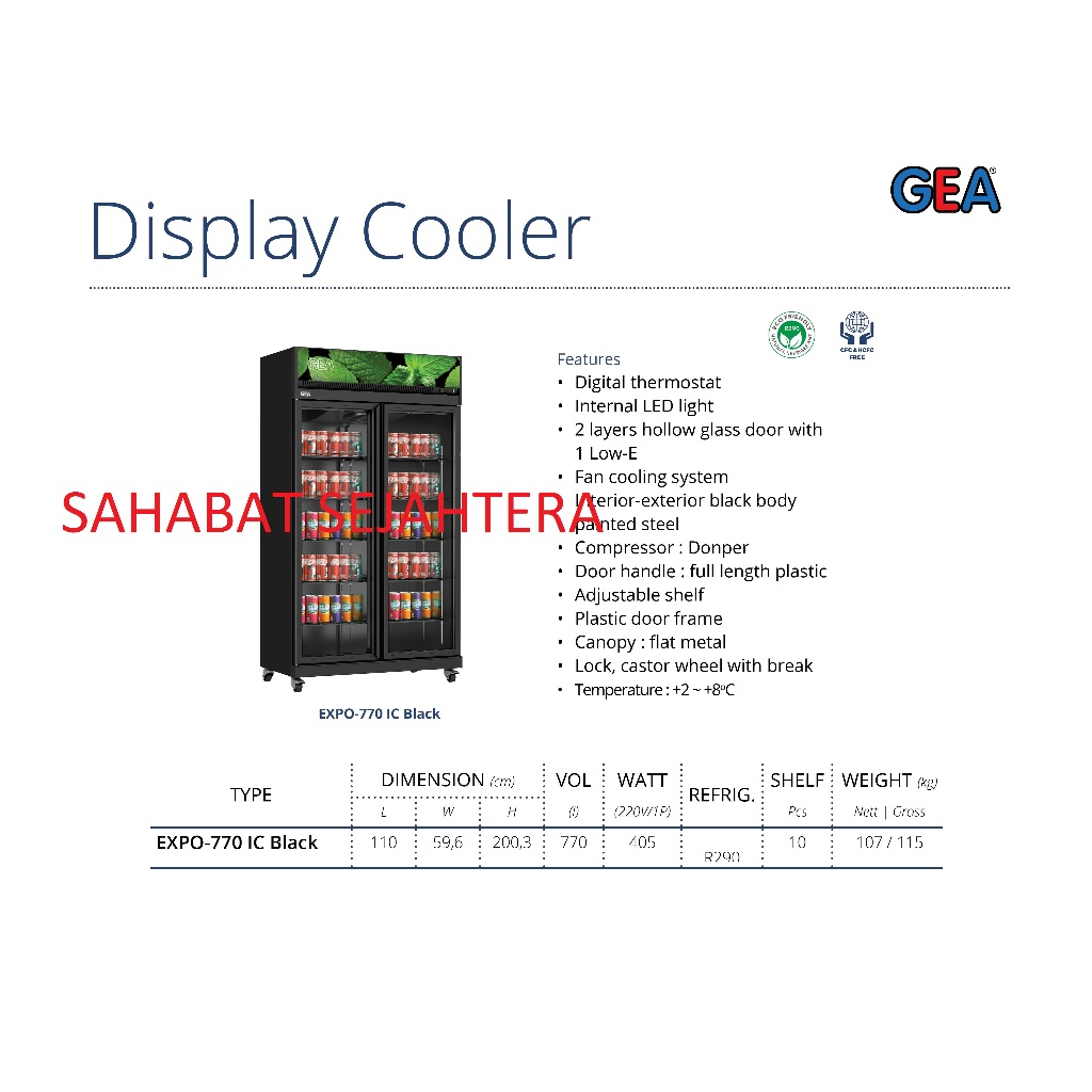 GEA Display Cooler EXPO-770 IC BLACK  Kulkas Showcase 2 Pintu