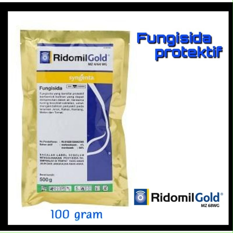 Ridomil Gold MZ 68 WG 100 gram Fungisida Protektif Bahan Aktif 64 % mankozeb 4 % mefenoksam
