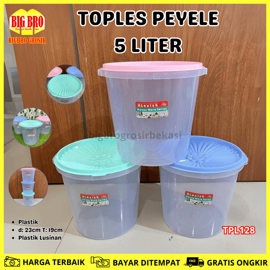 BB Toples Peyele 5 Liter  Alexish Toples Plastik Bulat Kerupuk Serbaguna