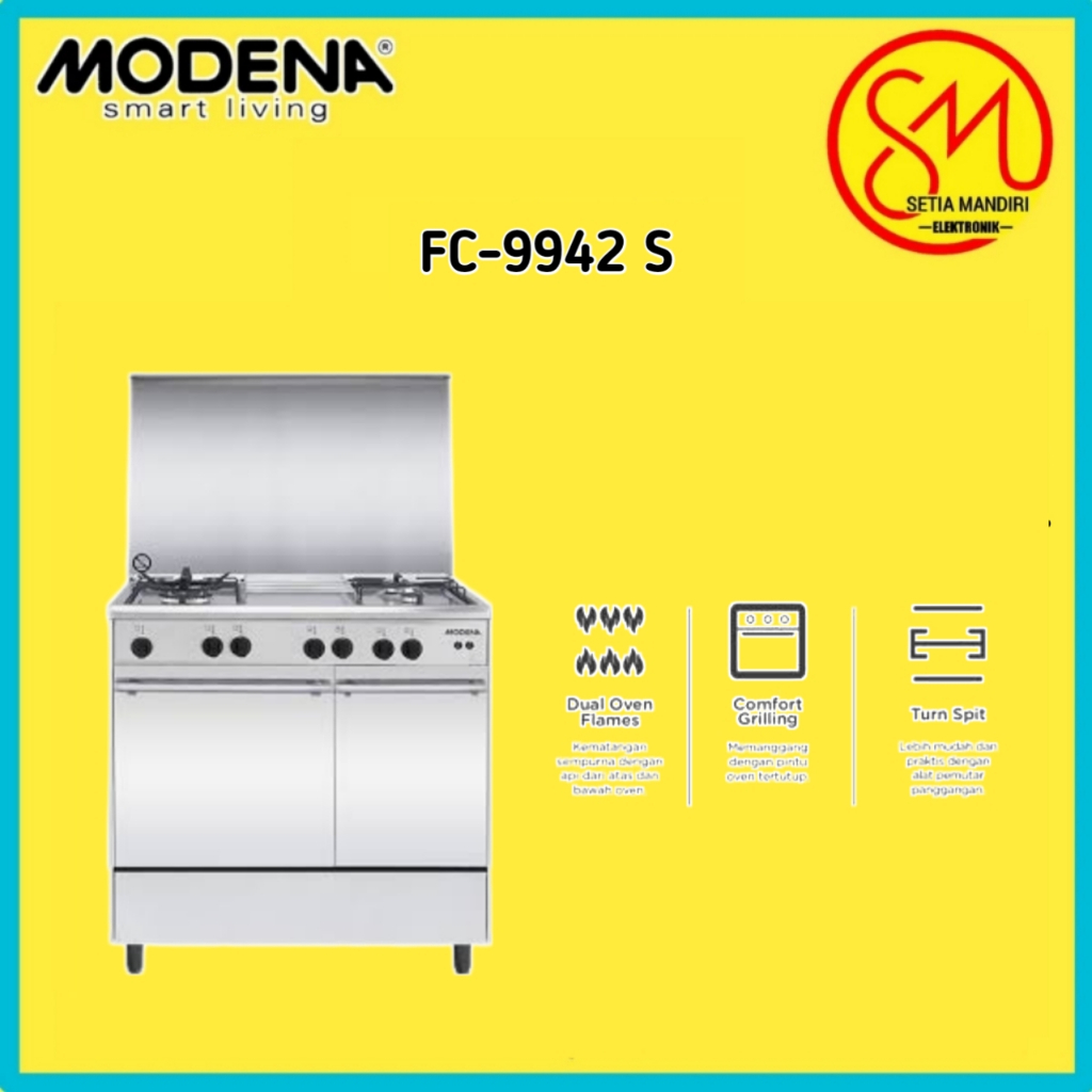 MODENA FC9942S Kompor Freestanding 4 Tungku + Oven CERVIA - FC 9942 S