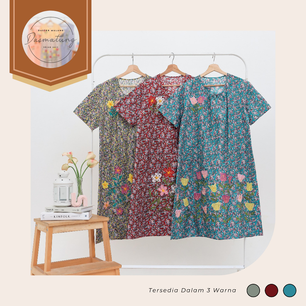 Dasmatung Perennial Blush Floral Bunga Daster Malangan Premium