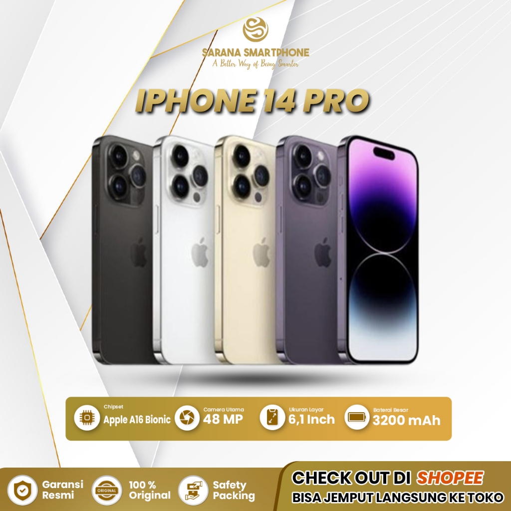 Iphone 14 Pro 128 Gb, 256 Gb, 512 Gb & 1 Tb Apple Garansi Resmi