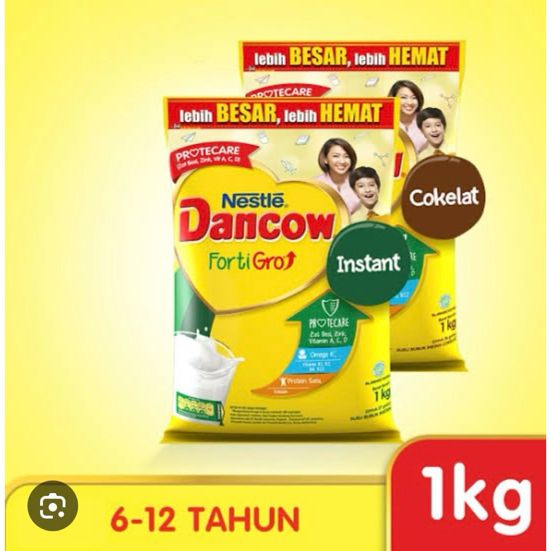 

Dancow Fortigro Susu Bubuk Instant Cokelat / Vanila 1kg Termurah exp 2026