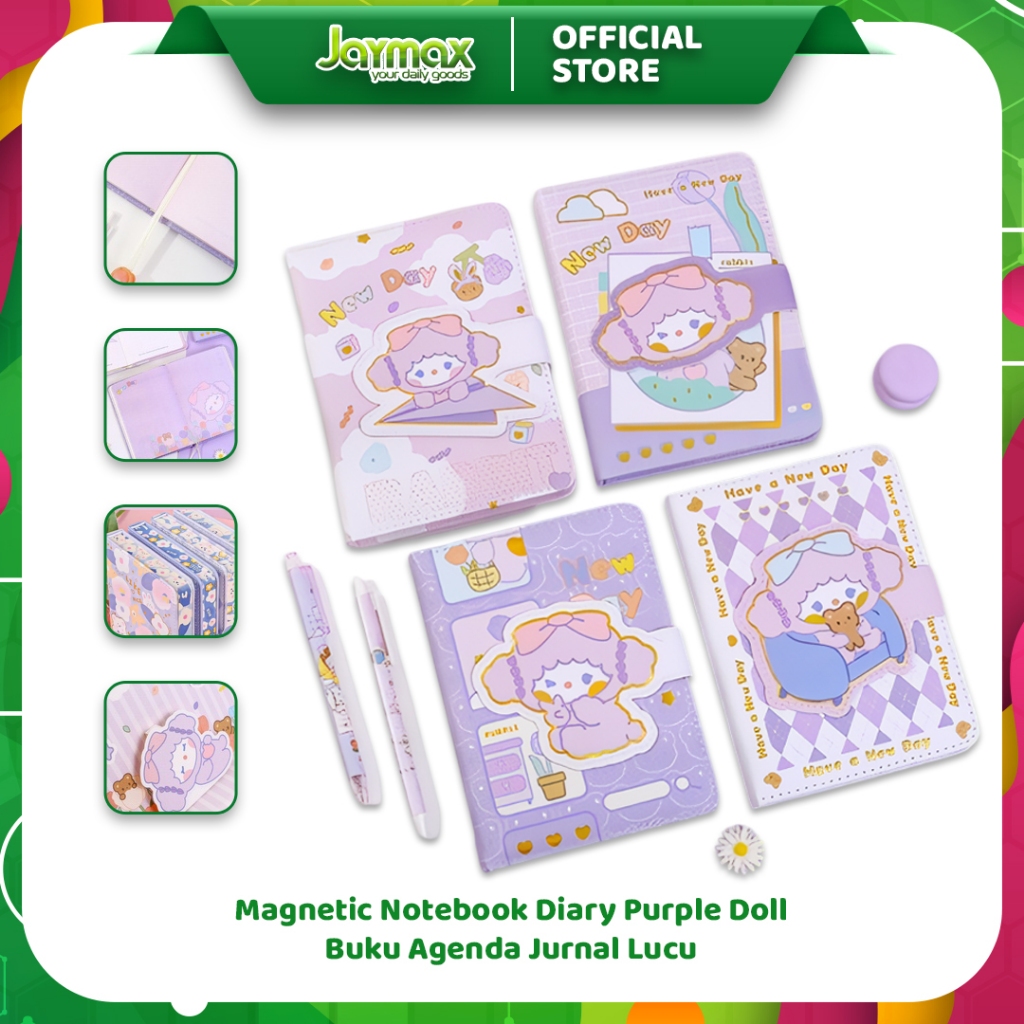 

Magnetic Notebook Diary Purple Doll / Buku Agenda Jurnal Lucu