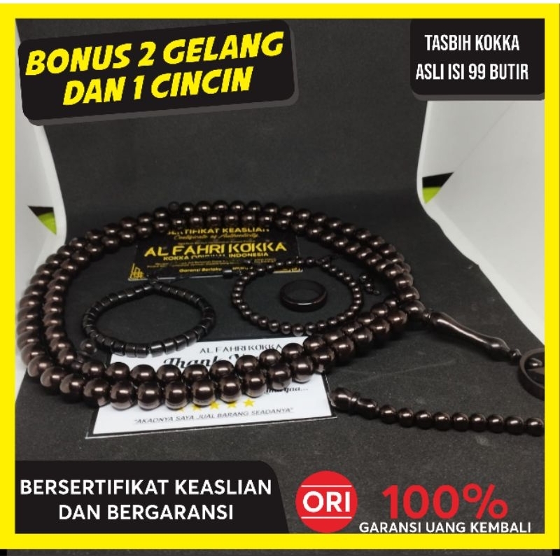 HITAM 10 MM BESAR TASBIH BB KOKKA ASLI 100 % BERSETIFIKAT