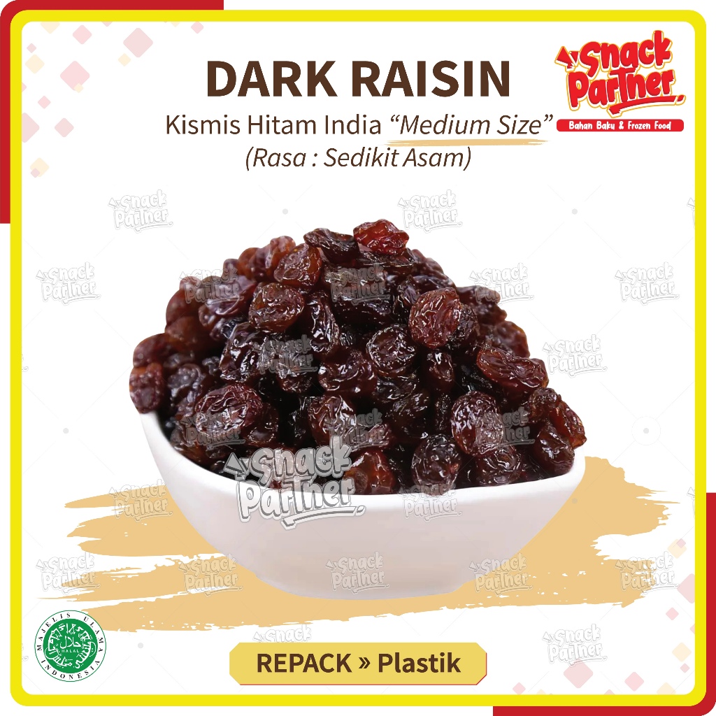 

DARK RAISIN (MEDIUM SIZE) Import Repack 100 250 500 GR - Kismis Anggur Hitam Kering Asam Asem Dried Black Brown Raisins SunMaid Sun MaidnSelma Sultana 100GR 250GR 500GR